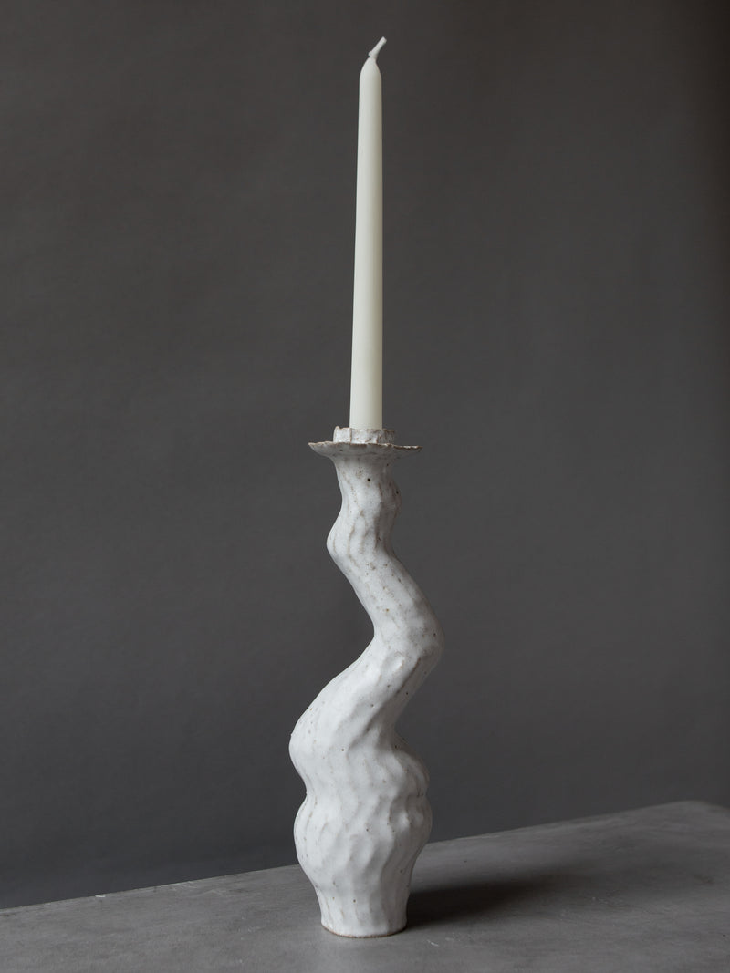 White Single Tall Lumena Candlestick