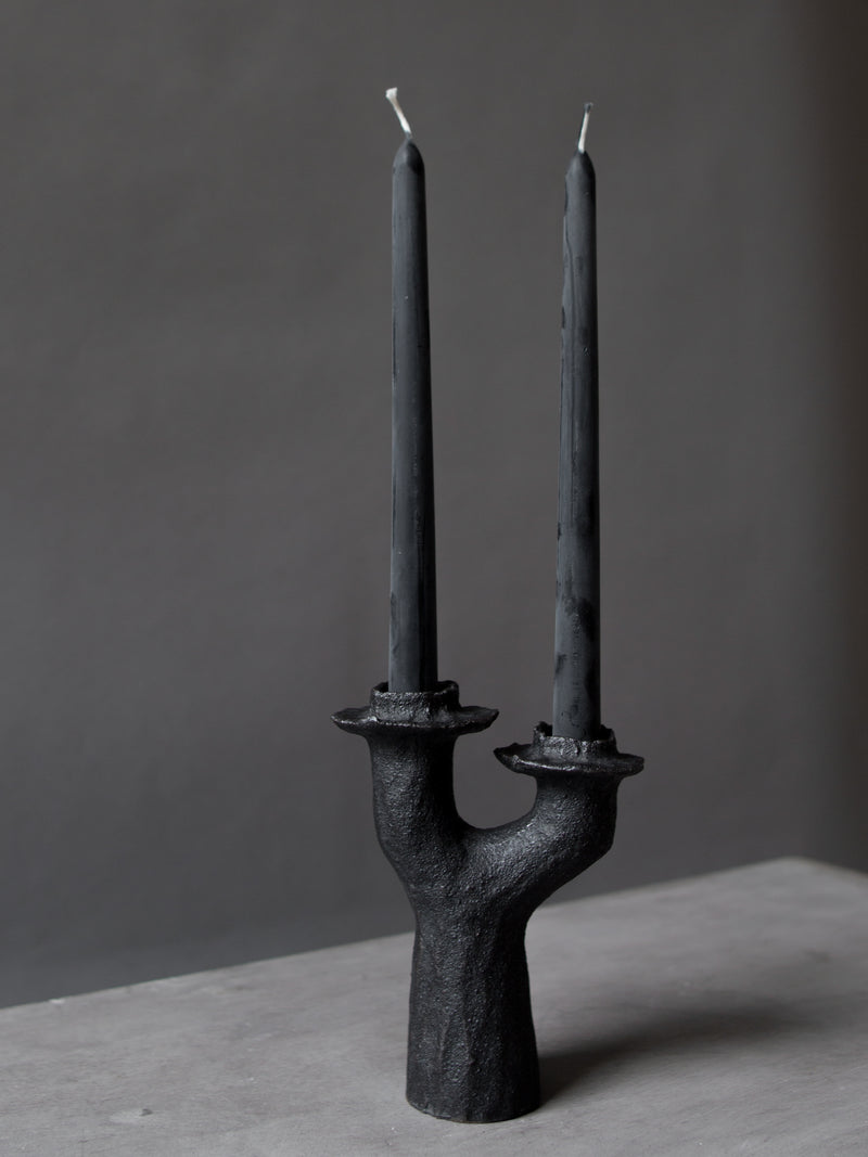 Small Black Double Lumena Candleholder