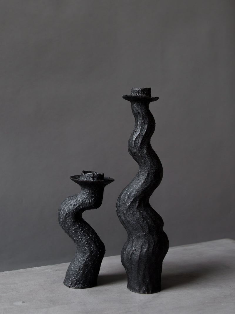 Black Single Tall Lumena Candlestick